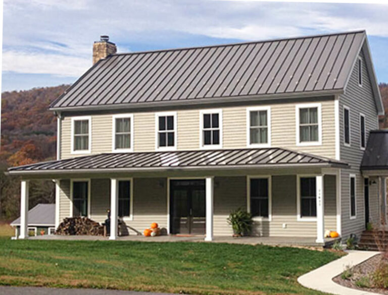 metal shingles on a 2 story house
