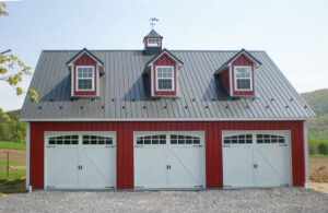 Garage with dormers that is post frame
