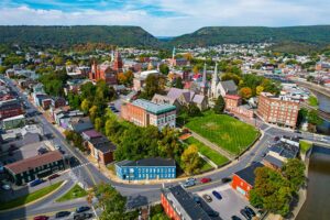 Overhead view of Cumberland, Maryland