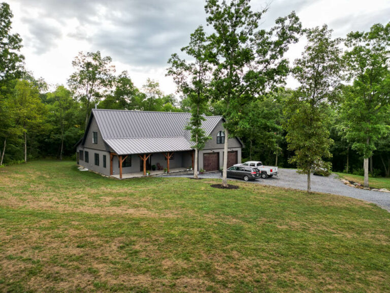 House with a matte black standing seam roof