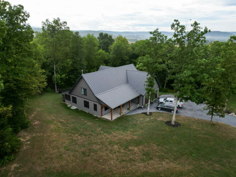 House with a matte black standing seam roof