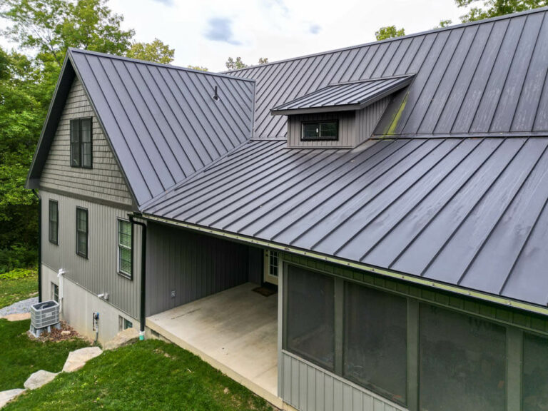 House with a matte black standing seam roof